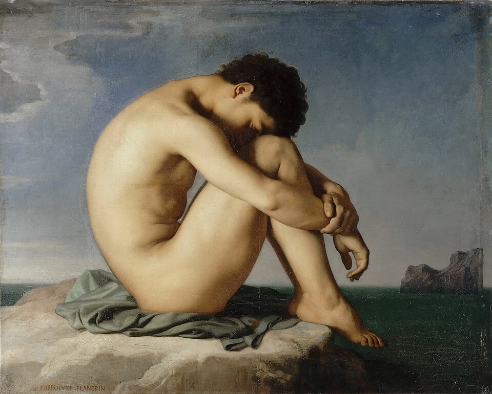 Jeune Homme nu assis au bord de la mer, Hippolyte Flandrin