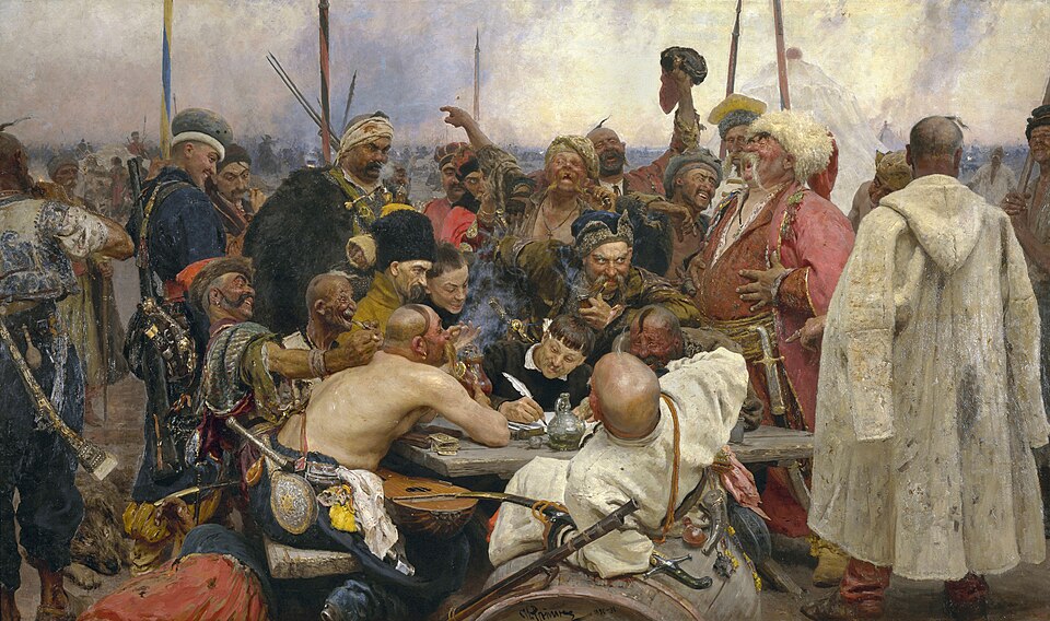 Les Cosaques zaporogues écrivant une lettre au sultan de Turquie, Ilia Répine
