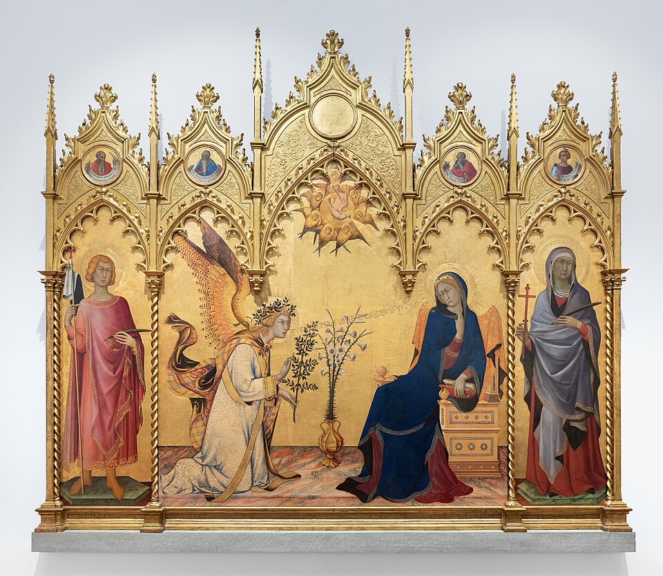 Annonciation entre les saints Ansan et Marguerite, Simone Memmi de Sienne