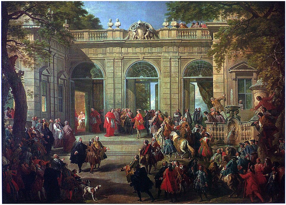 Charles de Bourbon visitant le Pape Benoît XIV au Coffee House du Quirinal, Giovanni Paolo Panini