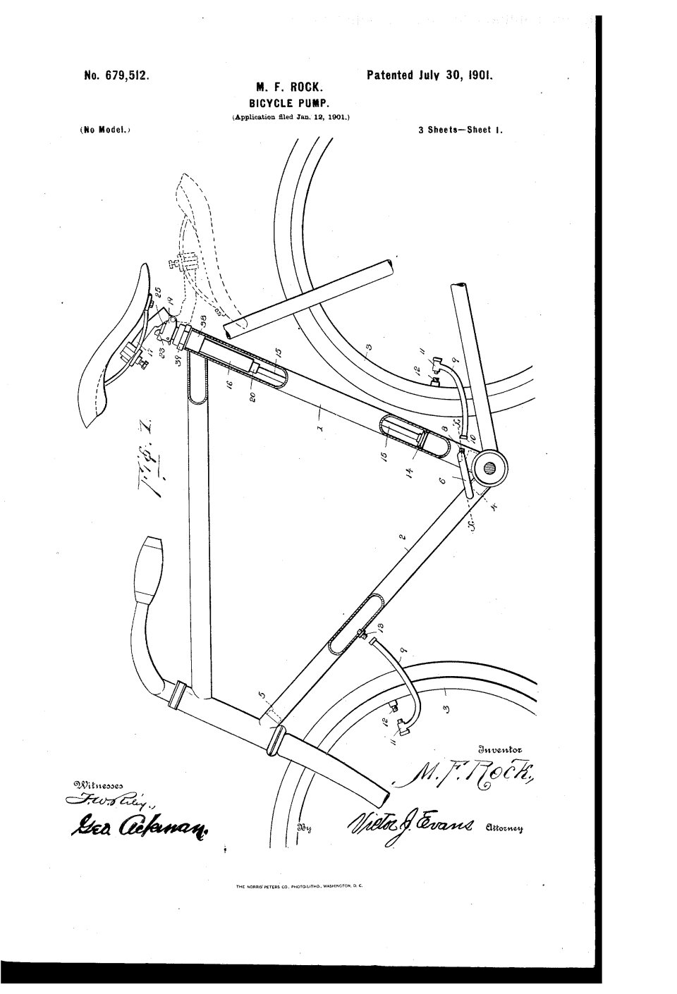 La pompe à vélo intégrée au tube de selle, Melvin F. Rock