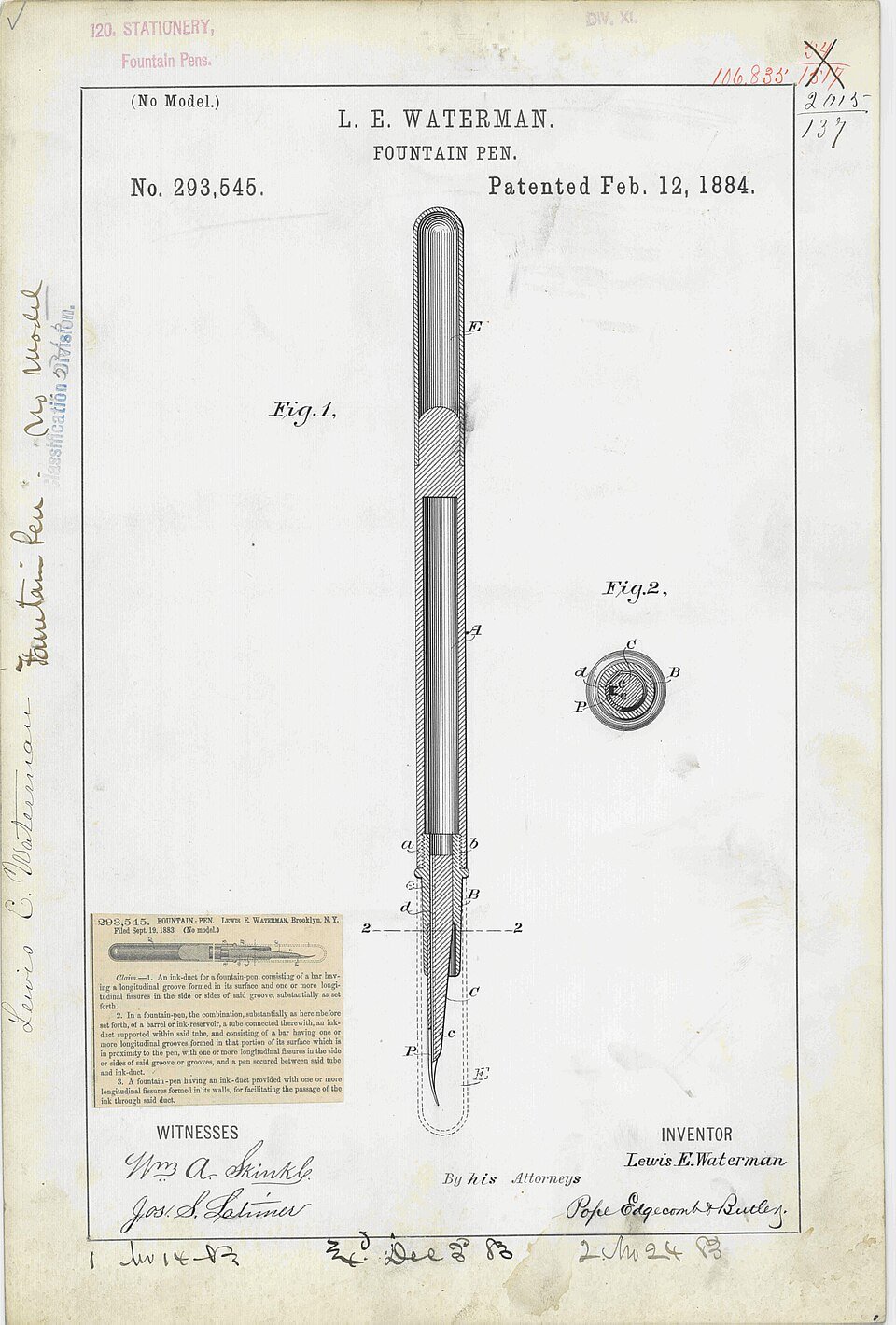 Le stylo-plume, Lewis Waterman