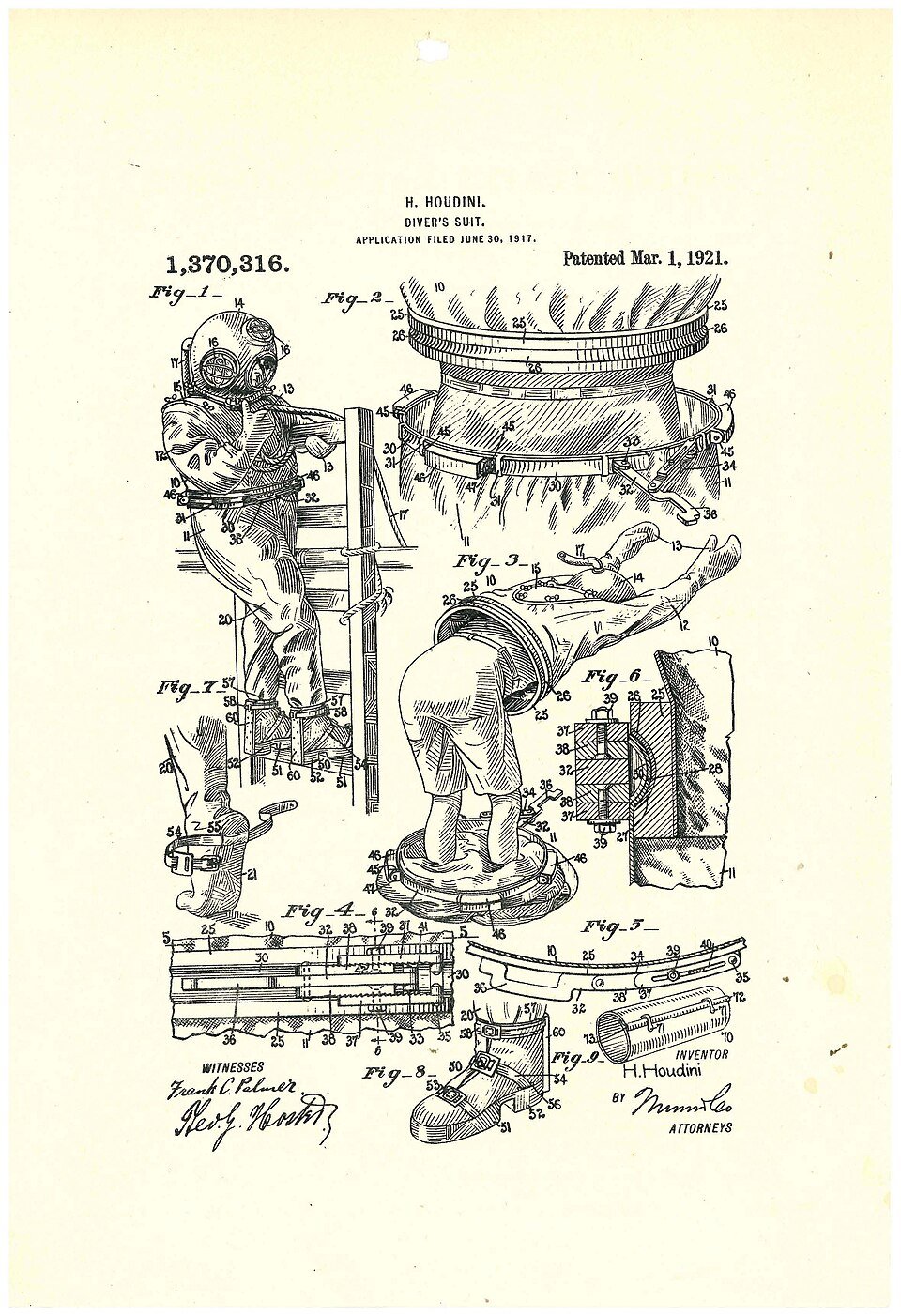Le scaphandre de plongée, Harry Houdini