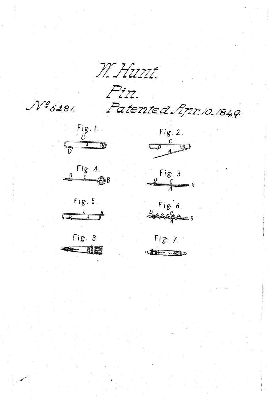 L'épingle de sûreté, Walter Hunt
