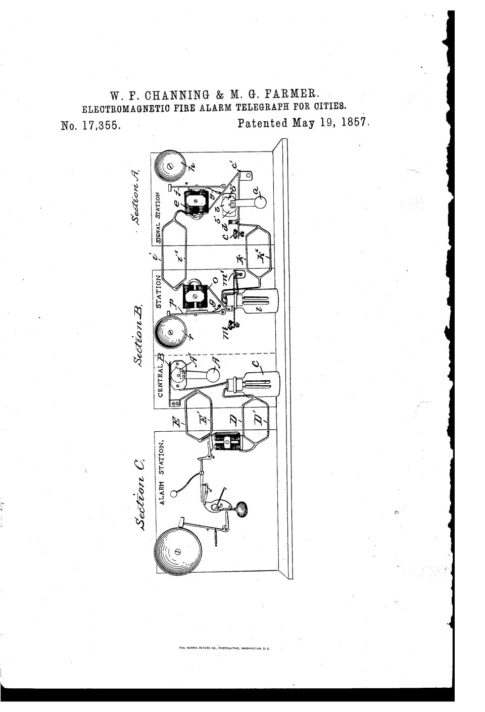 Le télégraphe avertisseur d'incendie, William Francis Channing et Moses G. Farmer