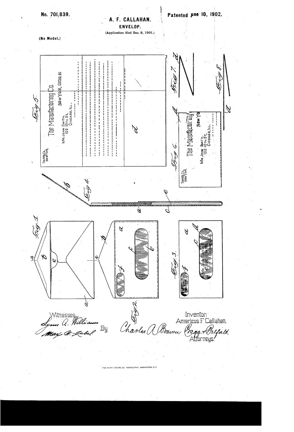 L'enveloppe à fenêtre, Americus F. Callahan