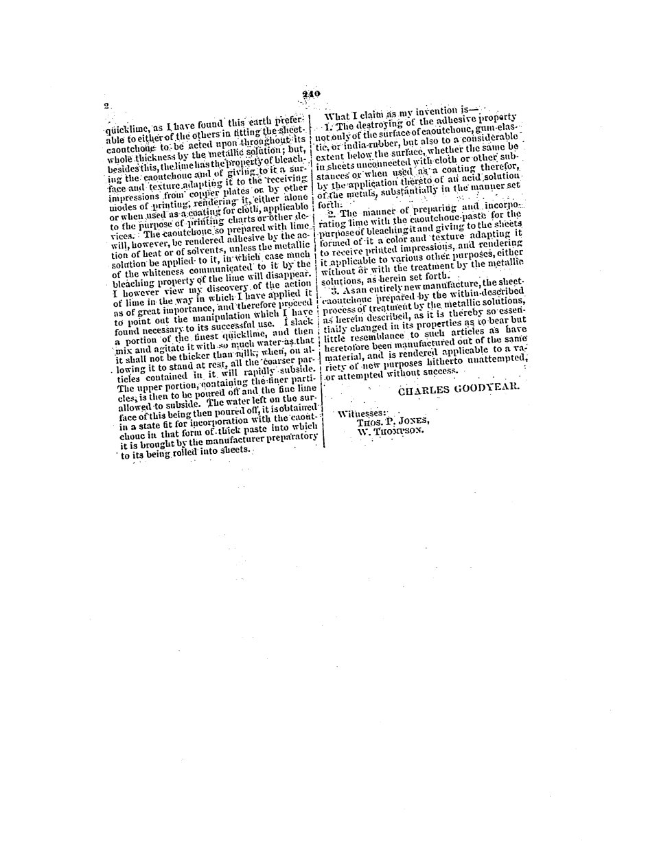 Le caoutchouc traité (premier brevet Goodyear), Charles Goodyear