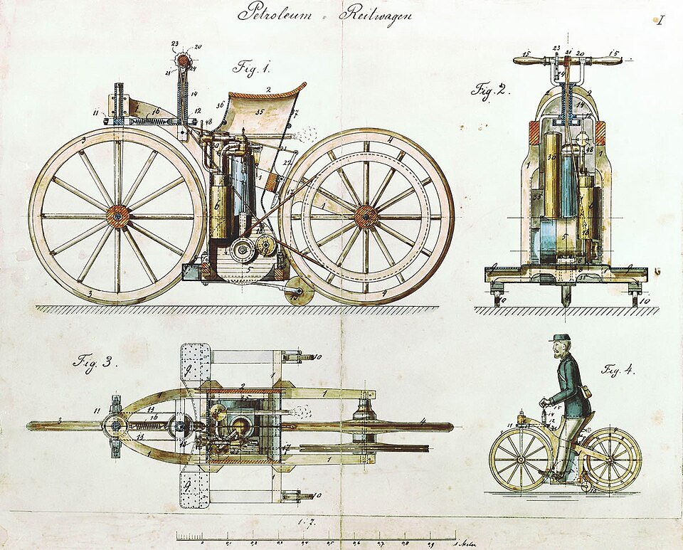 La première motocyclette (Reitwagen), Gottlieb Daimler