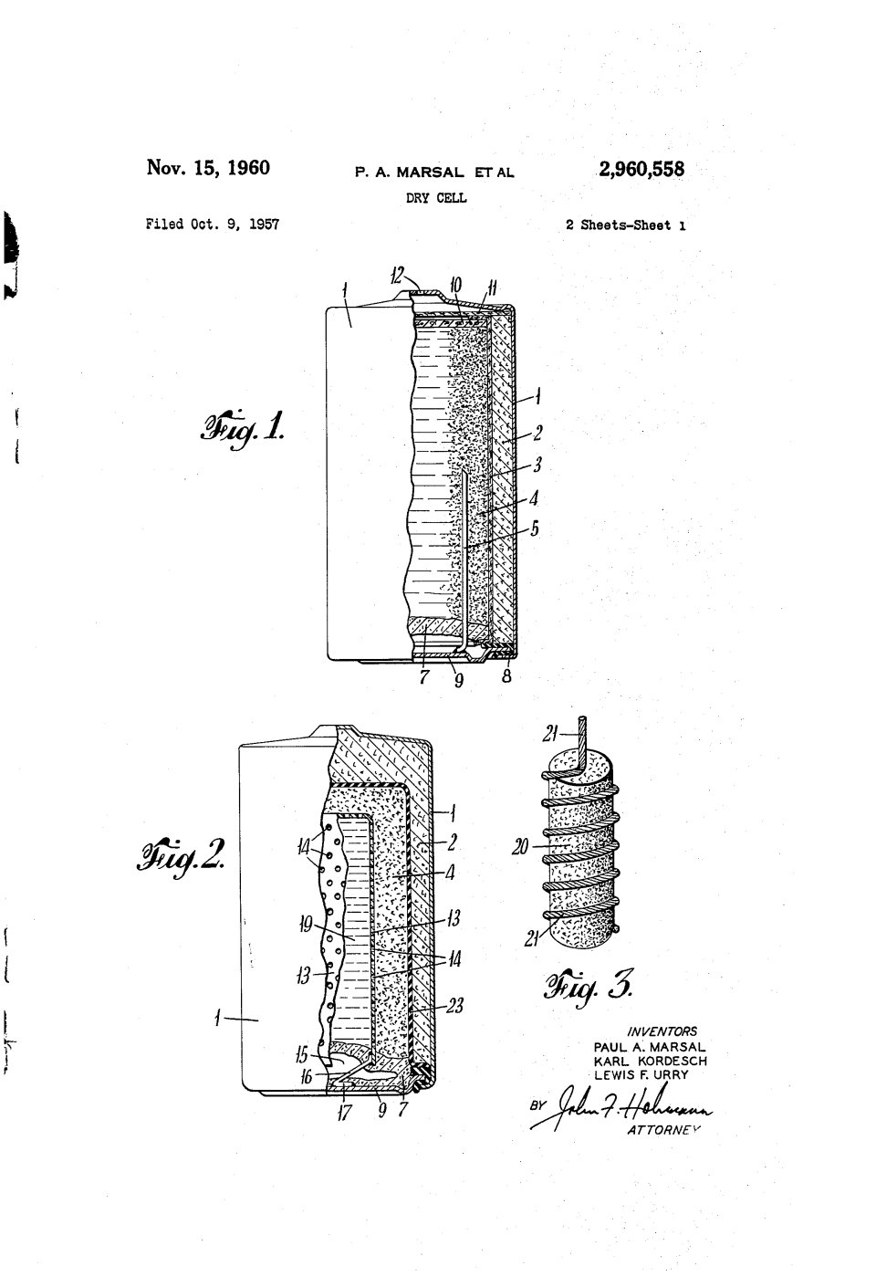 La pile alcaline, Lewis Urry, Paul Marsal et Karl Kordesch