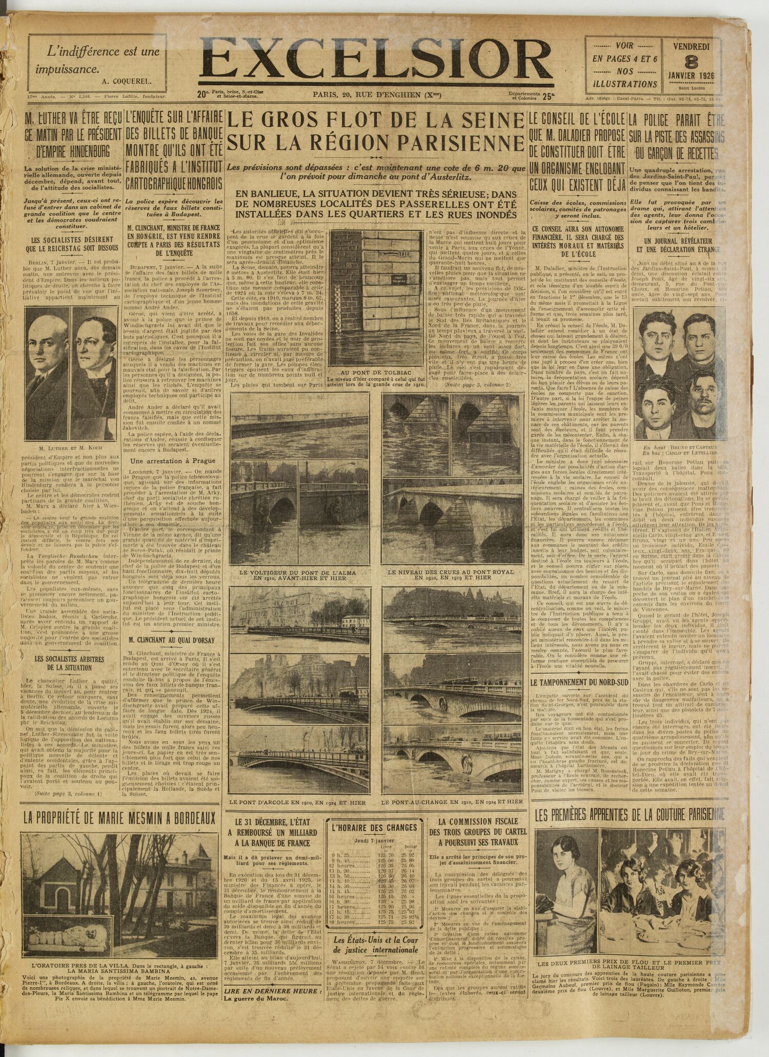 Excelsior — 8 janvier 1926