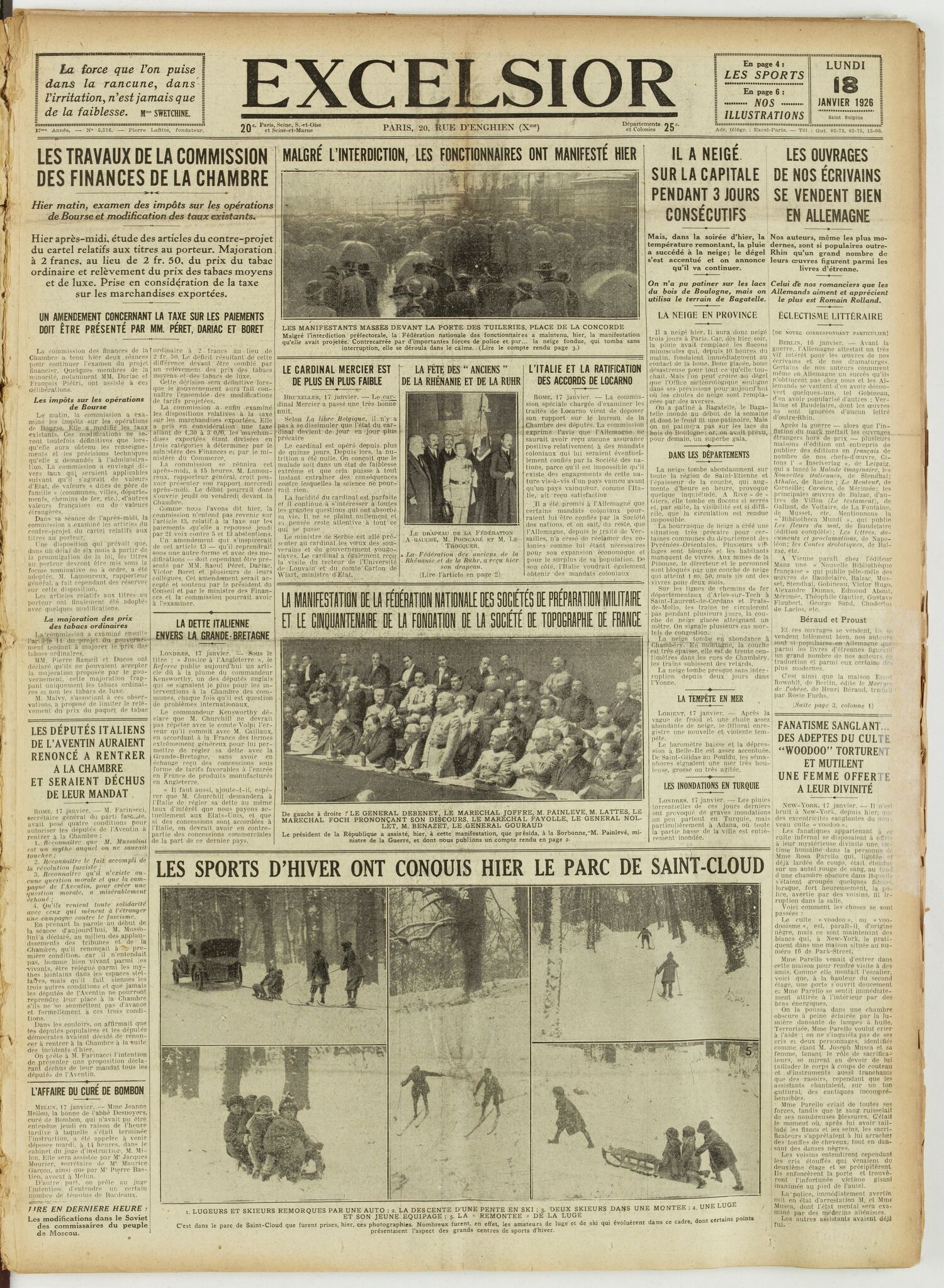 Excelsior — 18 janvier 1926