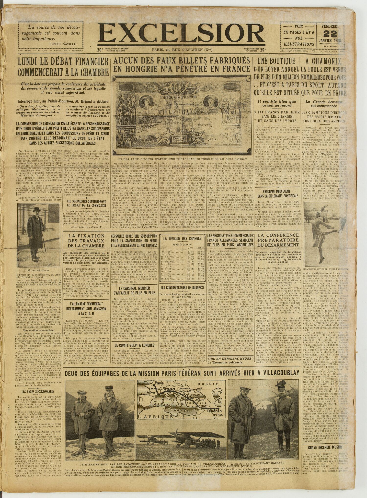 Excelsior — 22 janvier 1926