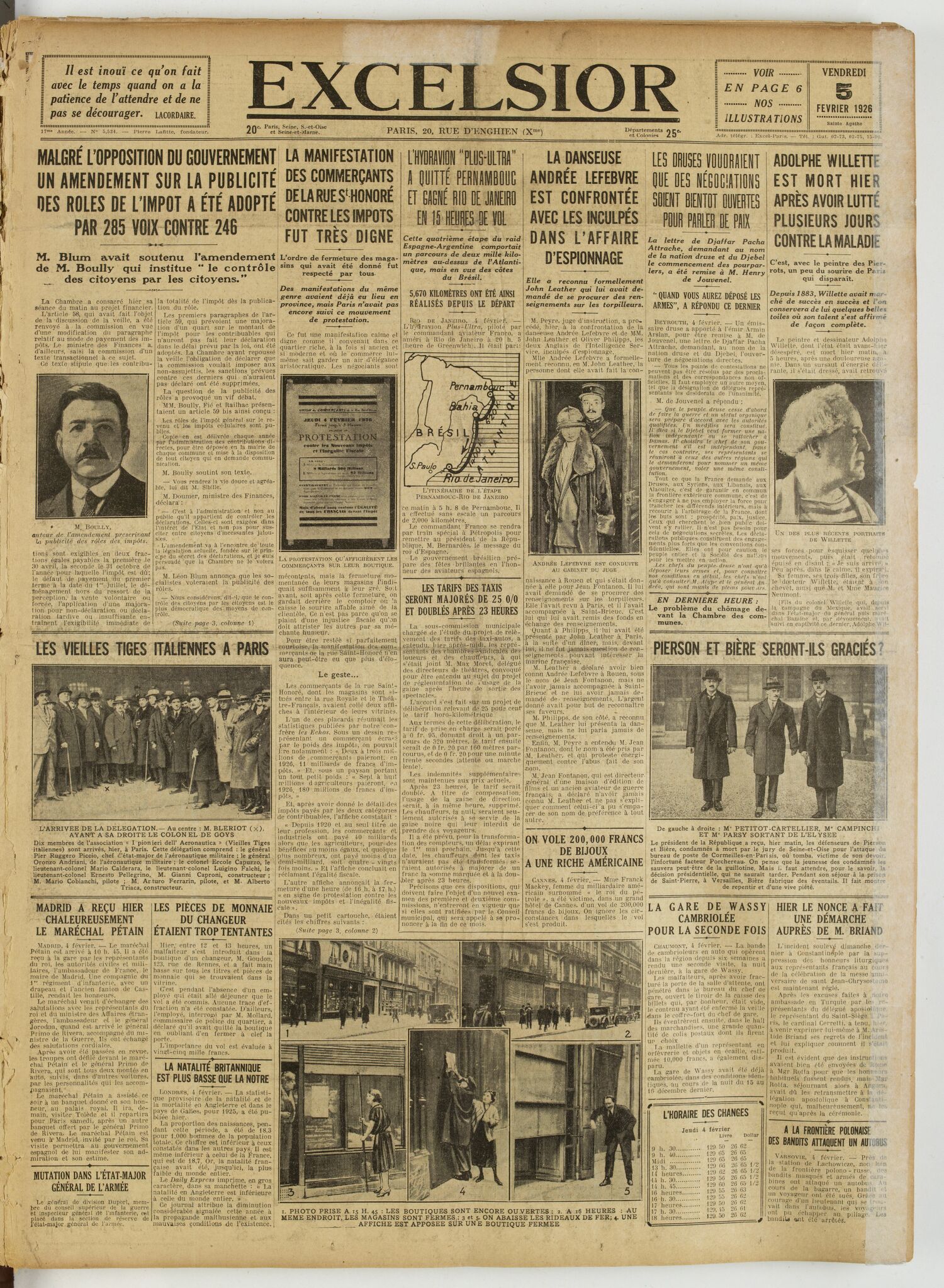 Excelsior — 5 février 1926