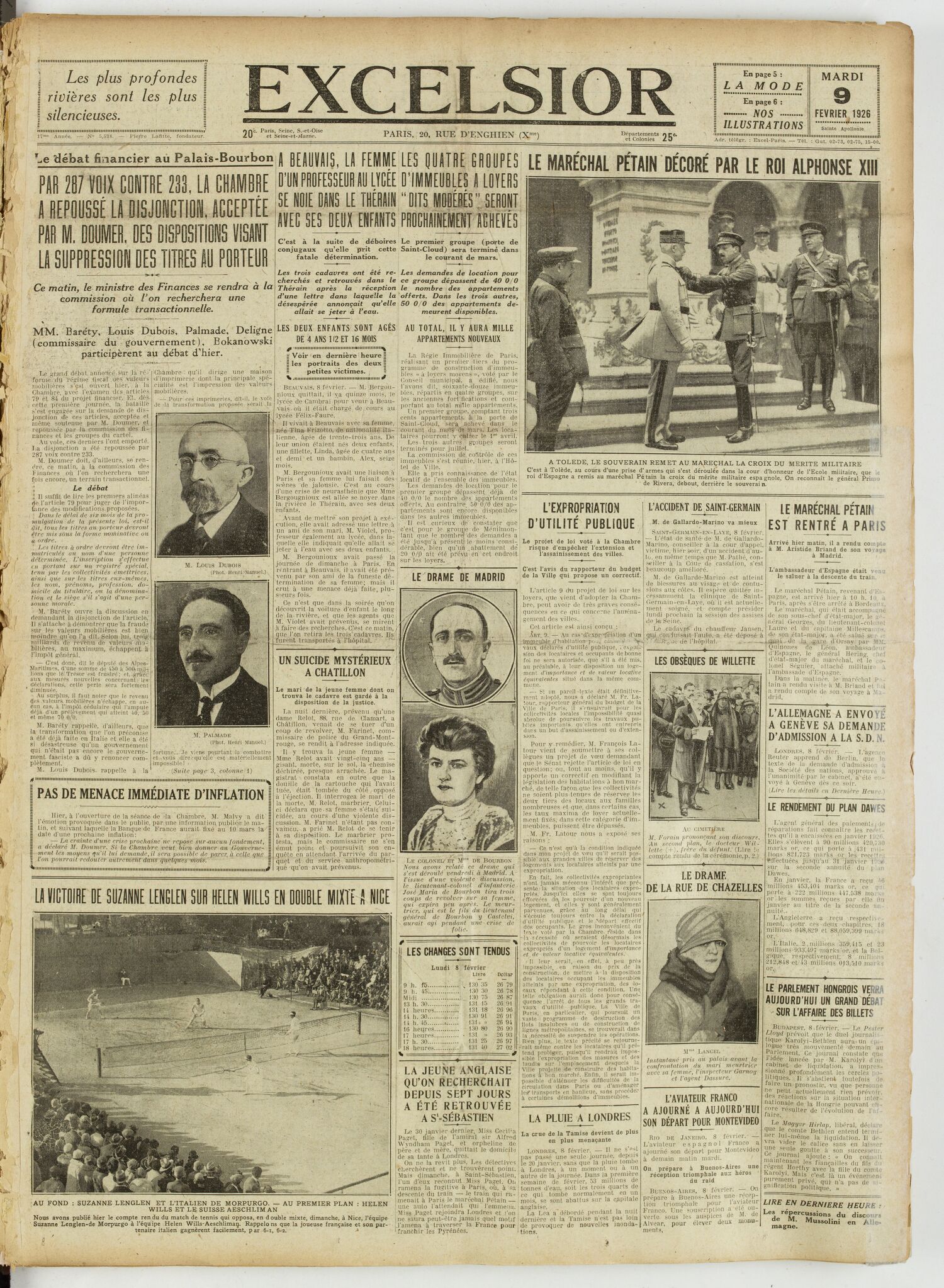 Excelsior — 9 février 1926