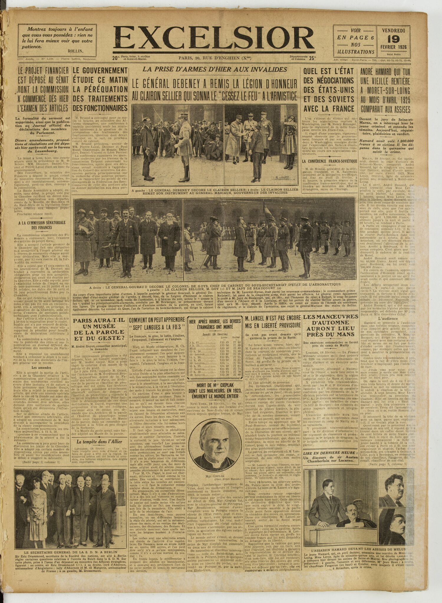 Excelsior — 19 février 1926