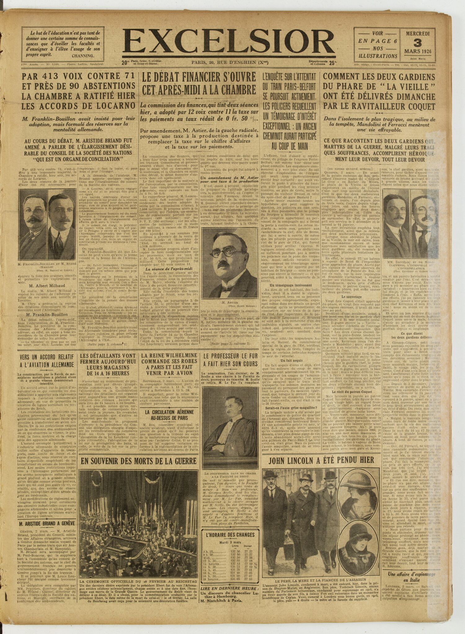 Excelsior — 3 mars 1926