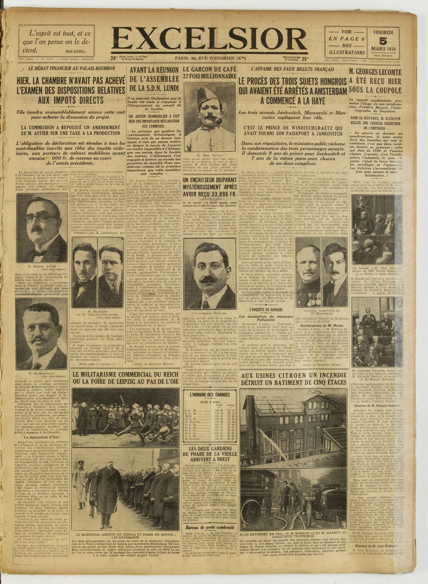 Excelsior — 5 mars 1926