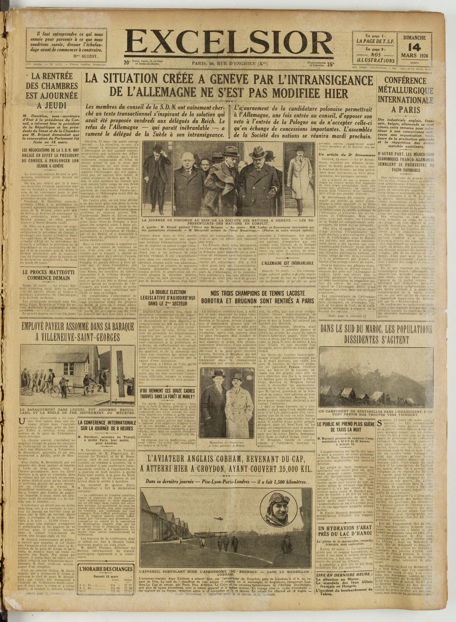 Excelsior — 14 mars 1926