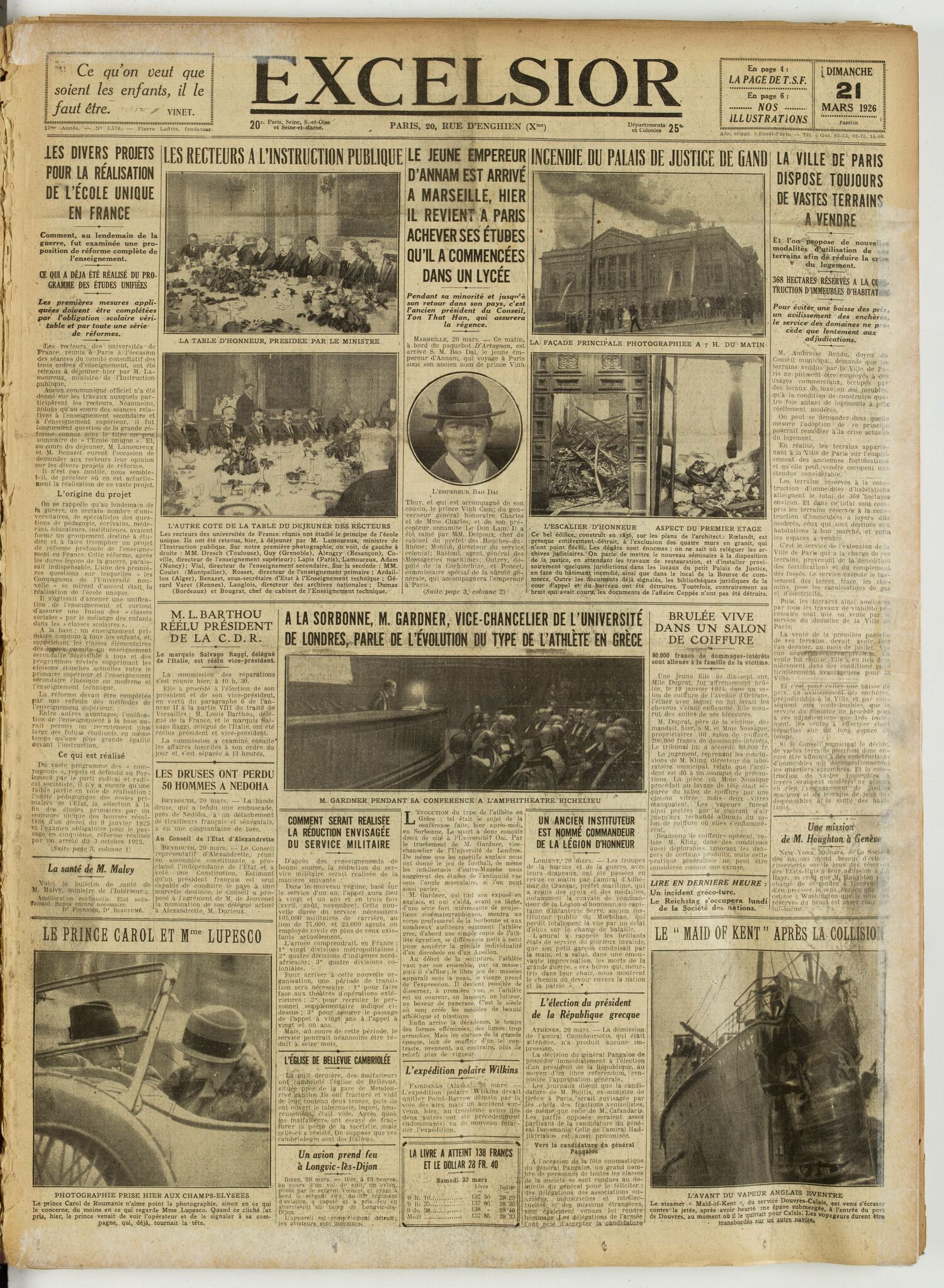 Excelsior — 21 mars 1926