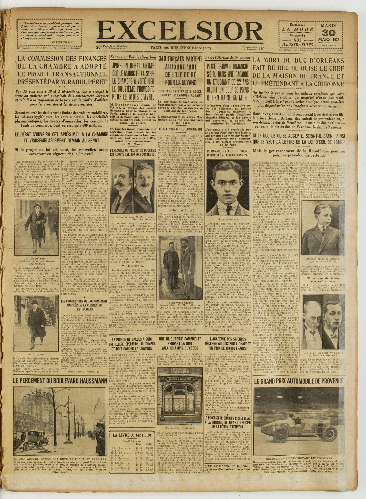 Excelsior — 30 mars 1926