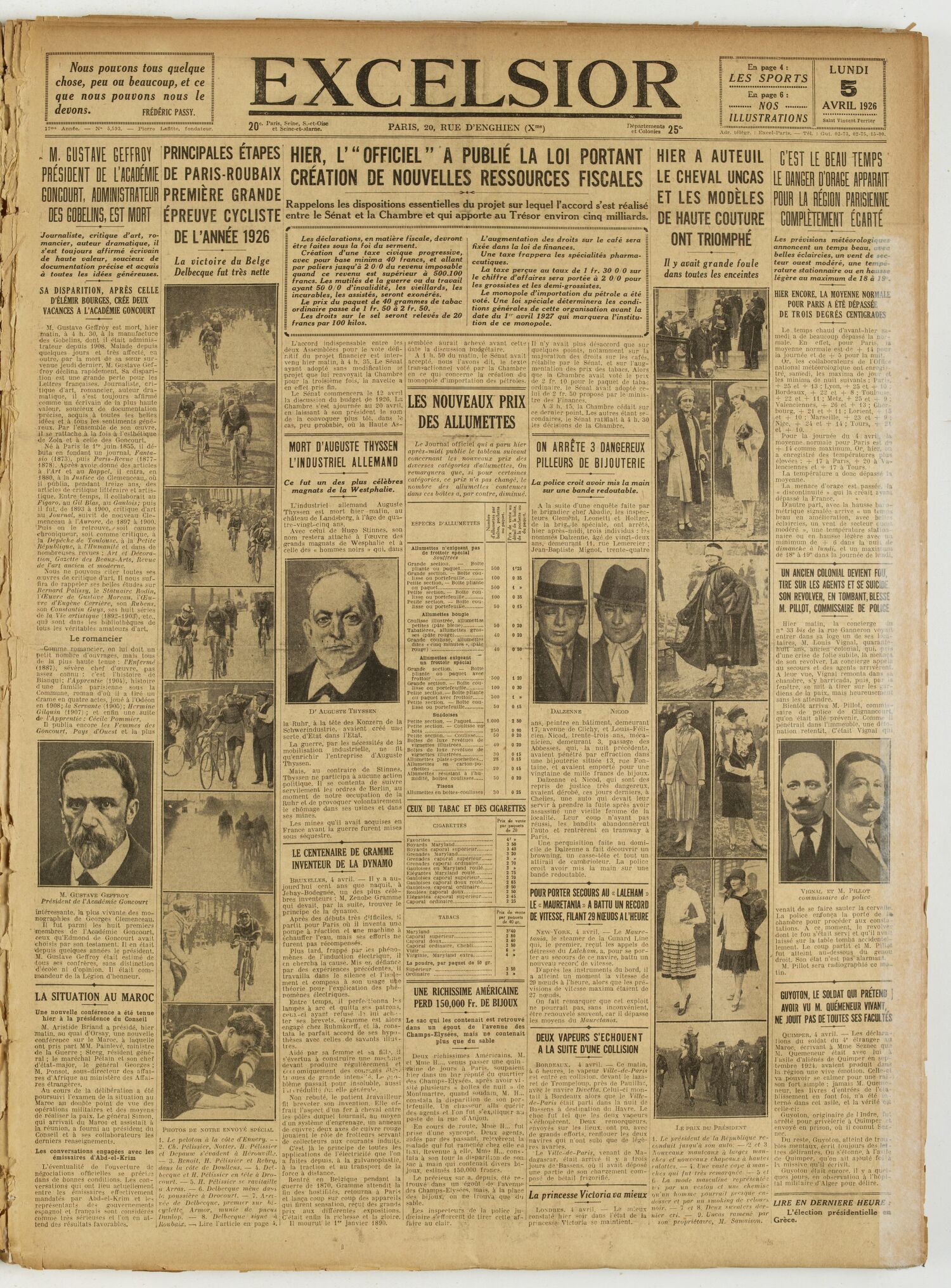 Excelsior — 5 avril 1926