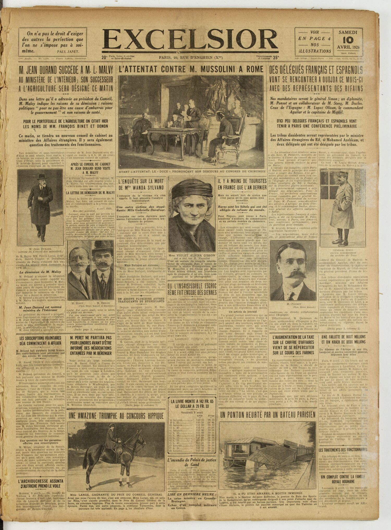 Excelsior — 10 avril 1926