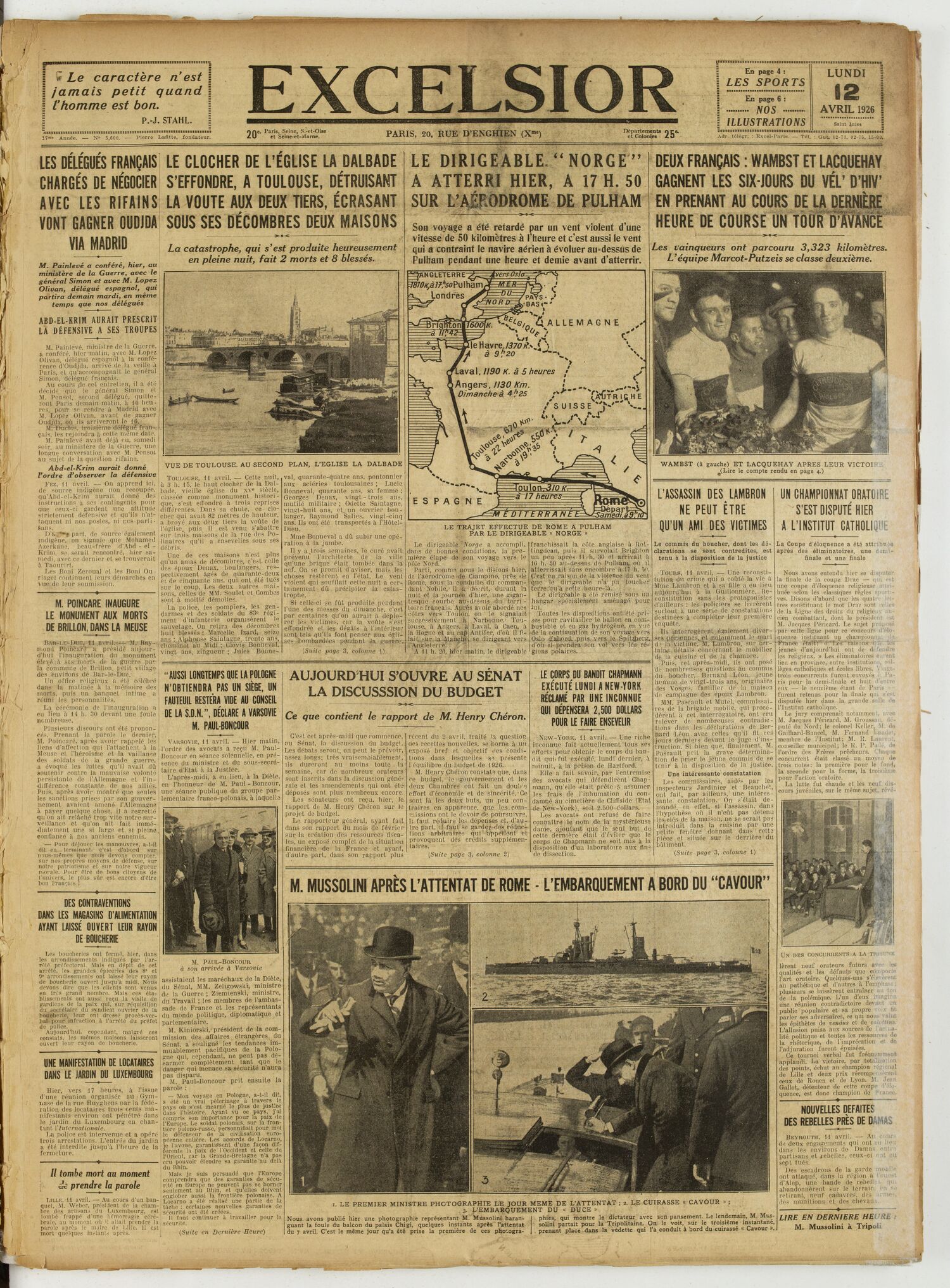 Excelsior — 12 avril 1926