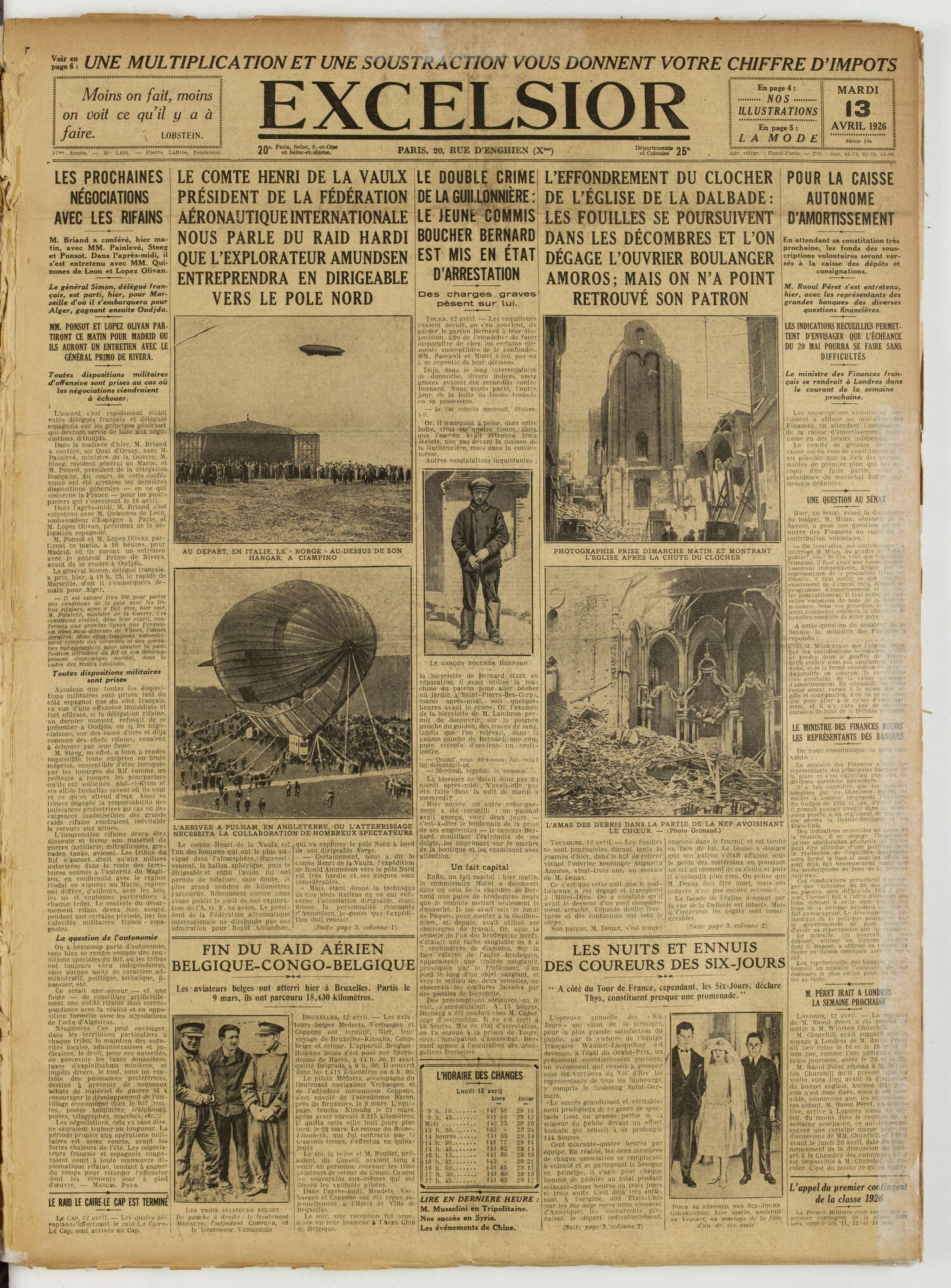 Excelsior — 13 avril 1926