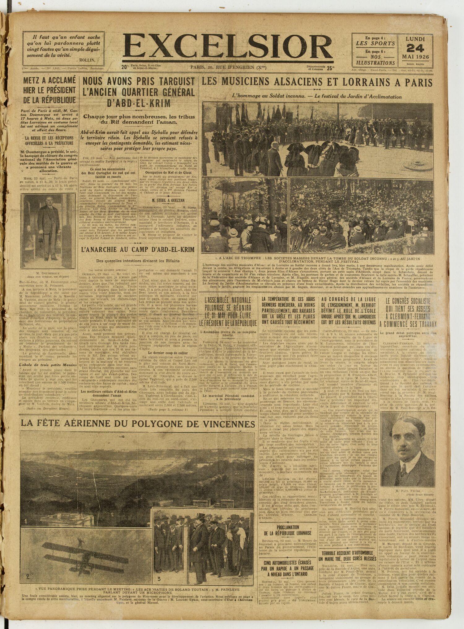 Excelsior — 24 mai 1926