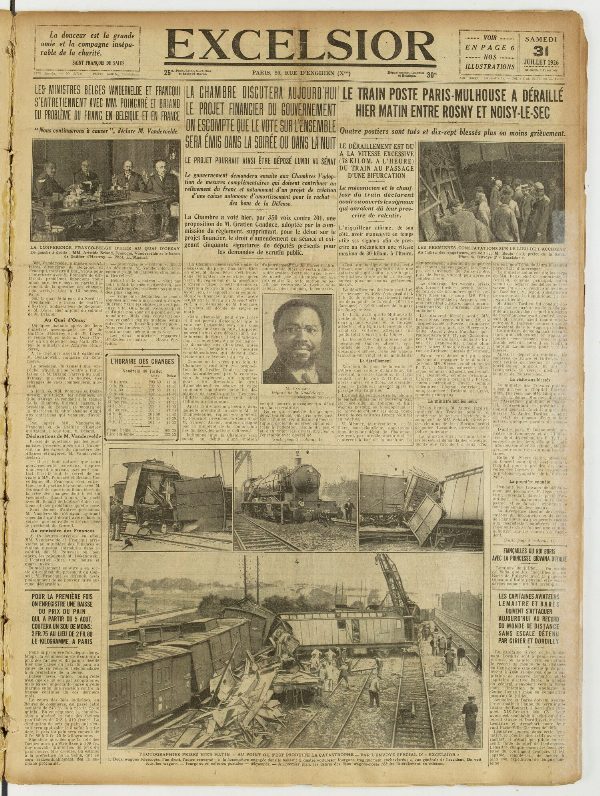 Une du journal Excelsior du 31 juillet 1926 : La chambre discutera aujourd'hui le projet financier du gouvernement on escompte que le vote sur l'ensemble sera émis dans la soirée ou dans la nuit