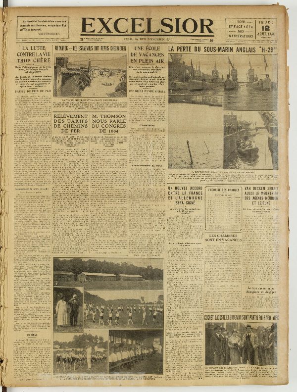 Une du journal Excelsior du 12 août 1926 : Au maroc. — les espagnols ont repris chechaouen